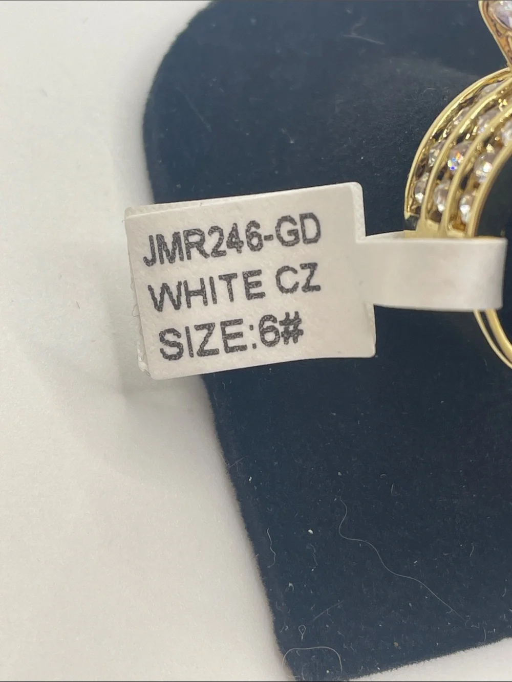 Brass Gold plated With White Center Crystal Triple-Row Statement Ring Size 6